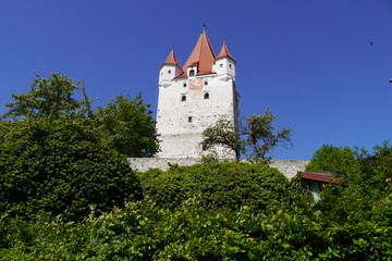 Fototapeta na wymiar Burgturm Burg in Haag in Oberbayern