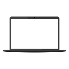 Notebook - Laptop - Front View with White Monitor