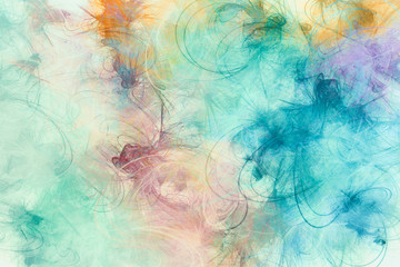 Fototapeta na wymiar Artistic painting background. Random paint brushstrokes in pastel colors. Multicolor pattern. Contemporary 2d illustration
