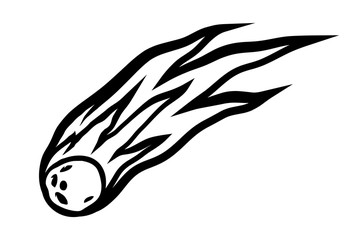 Cartoon Comet With Fiery Tail Flying Through Space