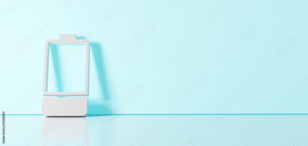 Aufkleber 3d rendering of white vertical symbol of one third charged battery icon leaning on color wall with f