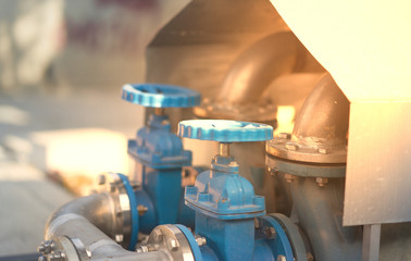 Double tap valve of industrial pipe for material supply in production line part of machine in...