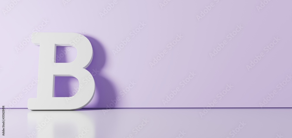 Poster 3d rendering of white symbol of bold icon leaning on color wall with floor reflection with empty spa