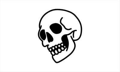 Human skulls hand drawn from the side. Line art vector illustration