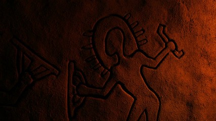 Ancient Alien Carving In Fire Light - Powered by Adobe