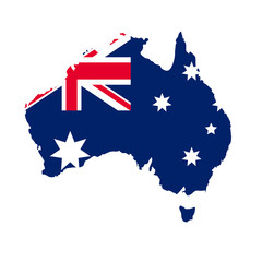 Australia map with flag