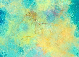 Colorful artistic background texture Chaotic brush strokes of paint in yellow and blue tones Multi color pattern Mixed media artwork