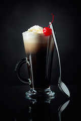 Irish coffee with whipped cream.