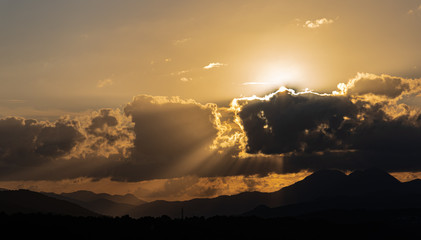 Molise, Mainarde, sunset. The Mainarde mountain range extends along the border between Molise and...