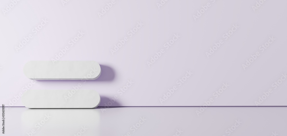 Aufkleber 3d rendering of white symbol of equal icon leaning on color wall with floor reflection with empty sp