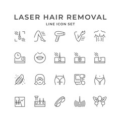 Set line icons of laser hair removal