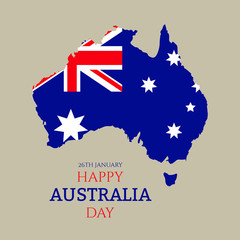Obraz na płótnie Canvas Happy Australia Day with national map. Vector illustration