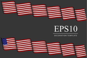 Two ribbons in style of USA flag, waving banners in colors of the flag blue, red, white - vector illustration for flag, independence day or any celebration