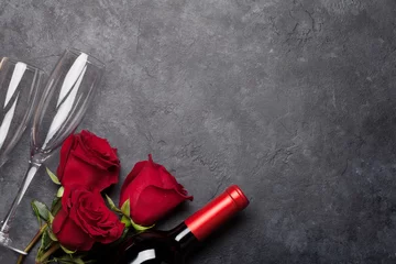  Valentines day with wine and roses © karandaev