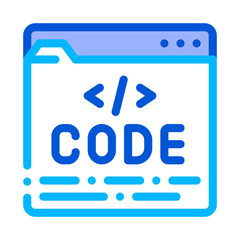 Code File Computer System Vector Thin Line Icon. Coding System, Data Encryption Linear Pictogram. Web Development, Programming Languages, Bug Fix, HTML, Script Contour Illustration