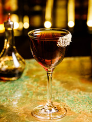 Exotic alcoholic cocktail at the bar.