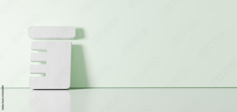 Poster 3d rendering of white symbol of prescription bottle icon leaning on color wall with floor reflection