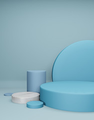 abstract geometric shape pastel color blue minimal.3d rendering