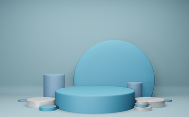 abstract geometric shape pastel color blue minimal.3d rendering