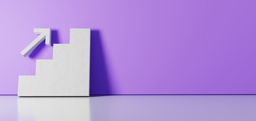 3D rendering of white symbol of promotion icon leaning on color wall with floor reflection with empty space on right side