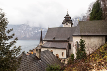 Fototapeta na wymiar Old Church in Hallstatt, Austria.