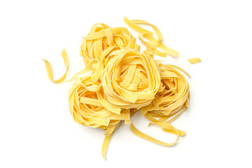 Italian pasta fettuccine nest isolated on white background