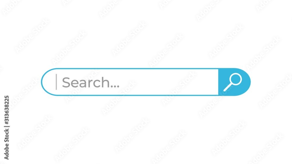 Fototapete Internet search engine line entry field on white background loop animated video. Flat search bar animation video. Internet searching engine line, entry field