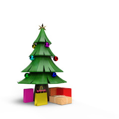 Christmass tree and and gift boxes