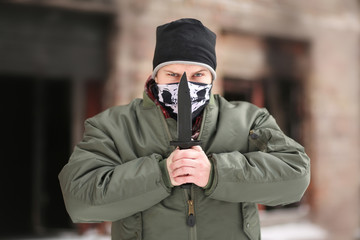 gangster, criminal,  Aggressive terrorist, knife, Weapon, hooligan, terrorism, ghetto, fear....