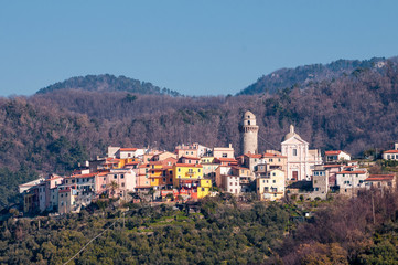 Fototapeta na wymiar Panoramic view of Ortonovo, little town between Tuscany and Liguria
