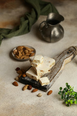 traditional nougat with nuts, turron with almonds