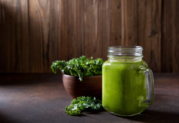kale smoothie in a glass jar