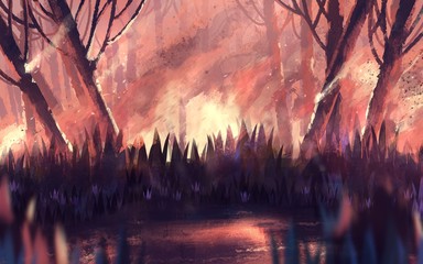 illustration wildfire for global warming