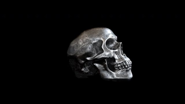 Silver Skull Profile Stop Motion Loop