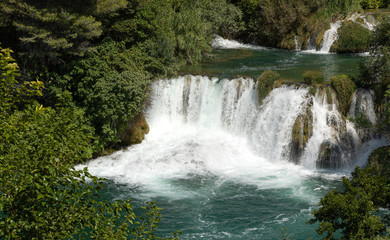 Fototapeta na wymiar Waterfalls. Croatia. National. Park. Water. Cascade. River Krka