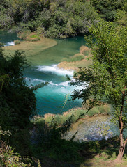 Naklejka na ściany i meble Waterfalls. National. Park. Croatia. Cascade. Water. River. Krka