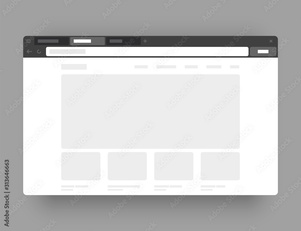 Poster minimalistic concept of web browser. wireframes screens. web window screen mockup.