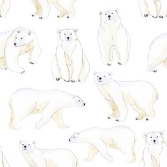 watercolor pattern with polar bears