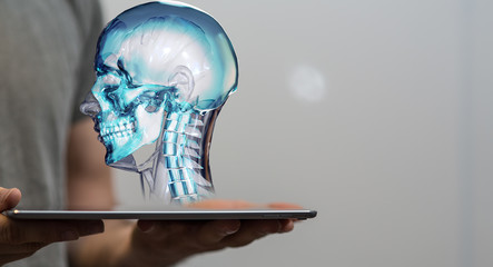 medical network connection with modern virtual screen, medical technology network concept.