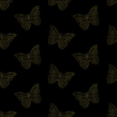 Fototapeta premium EPS 10 vector. Seamless pattern with golden butterflies.