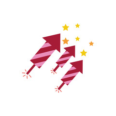 firework rockets flat style icons