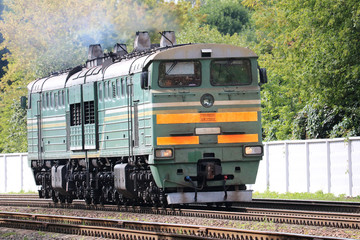 Obraz premium powerful two-section freight locomotive