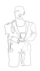 One continuous line drawing of Portrait of male doctor.
