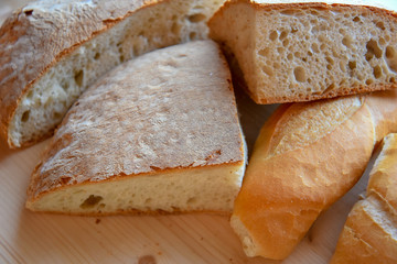 Fresh Bread on Wooden Table