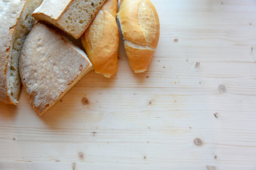 Fresh Bread on Wooden Table
