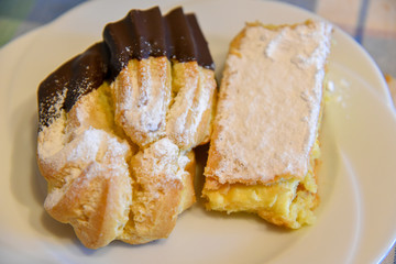 Sweet Chocolate Pastry in the Plate