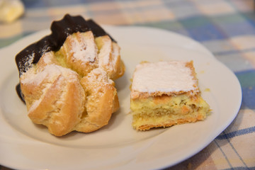 Sweet Chocolate Pastry in the Plate