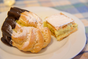 Sweet Chocolate Pastry in the Plate