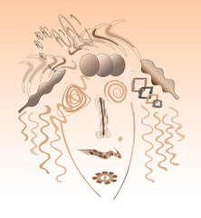 Abstract portrait of Marilyn Monroe, abstract portrait of modern American woman 60s made in the style of suprematism, vector illustration.