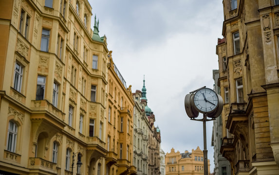 clock on the prague street